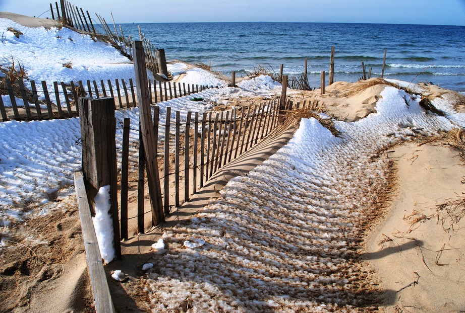 Wellfleet, MA Snow fencing Great Island Beach photo, picture, image