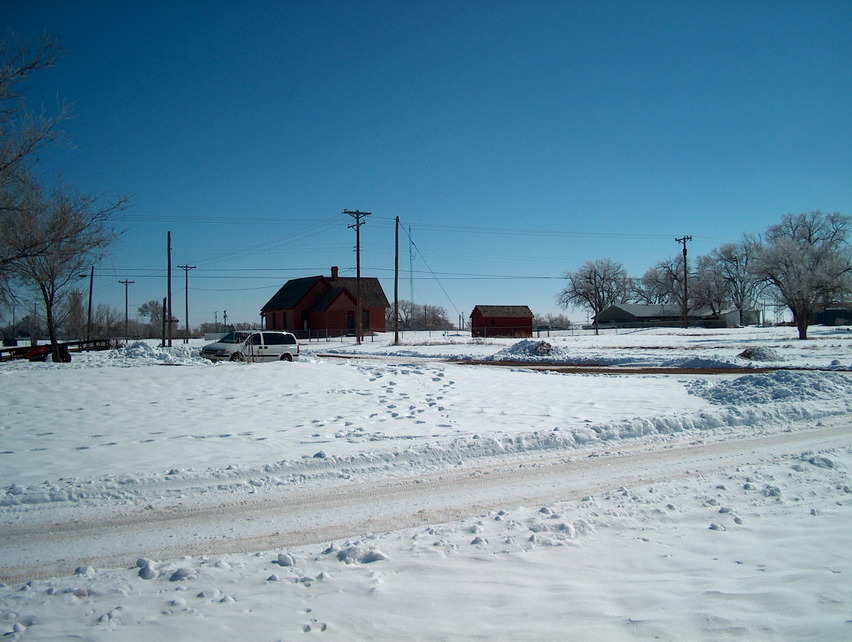 Channing, TX: XIT Ranch HQ, facing East, February snows, 2010