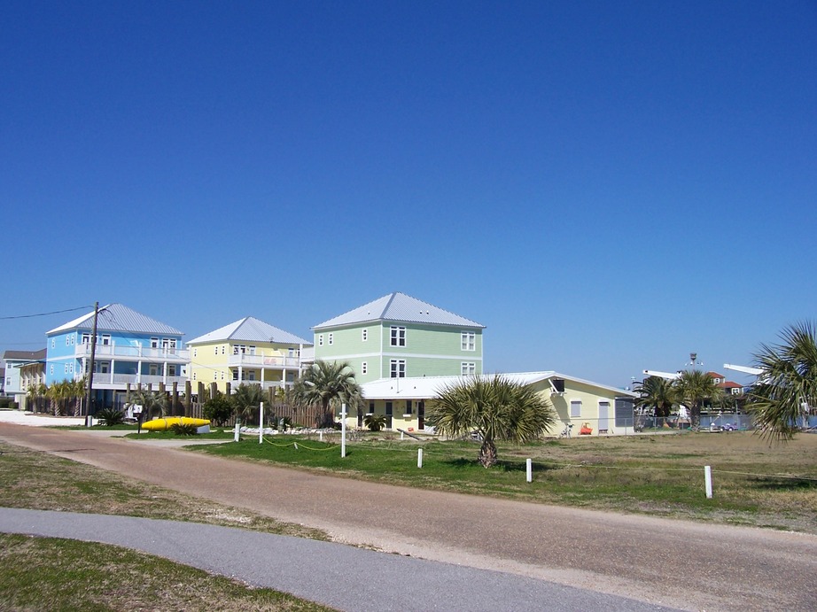 Dauphin Island, AL: Pastel condos on a cloudless March day