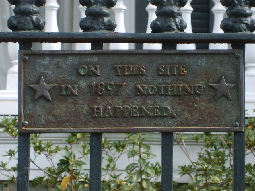 New Orleans, LA: An interesting historical plaque in front of a house in the Garden District.