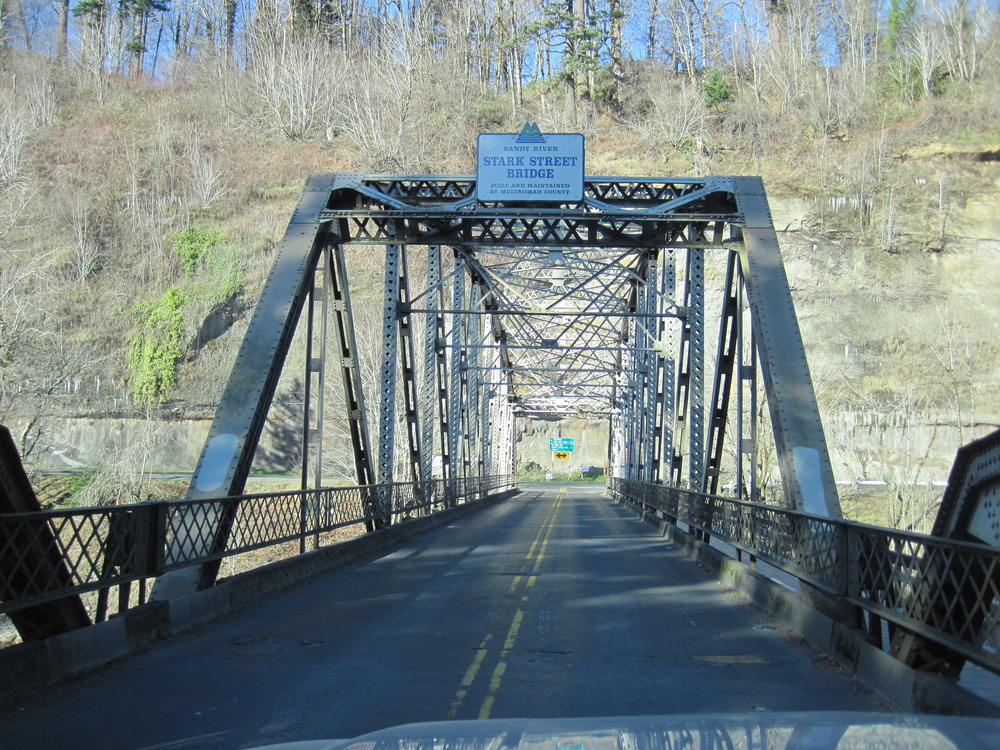 Troutdale, OR: Crossing the Stark Street Bridge over Sandy River