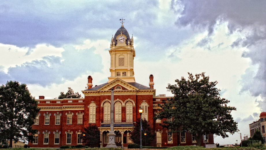 Monroe, NC: Monroe Courthouse in the early evening.