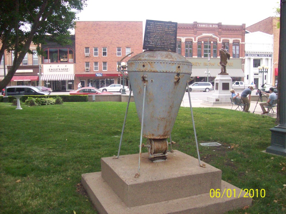 Oskaloosa, IA: Torpedo in town square in Oskaloosa, IA