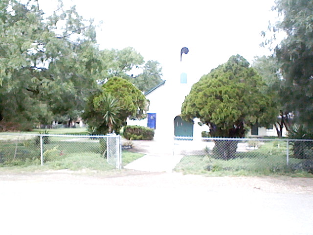 Los Ebanos, TX: San Miguel Arcangel catholic Church center of Los Ebanos across of ball park