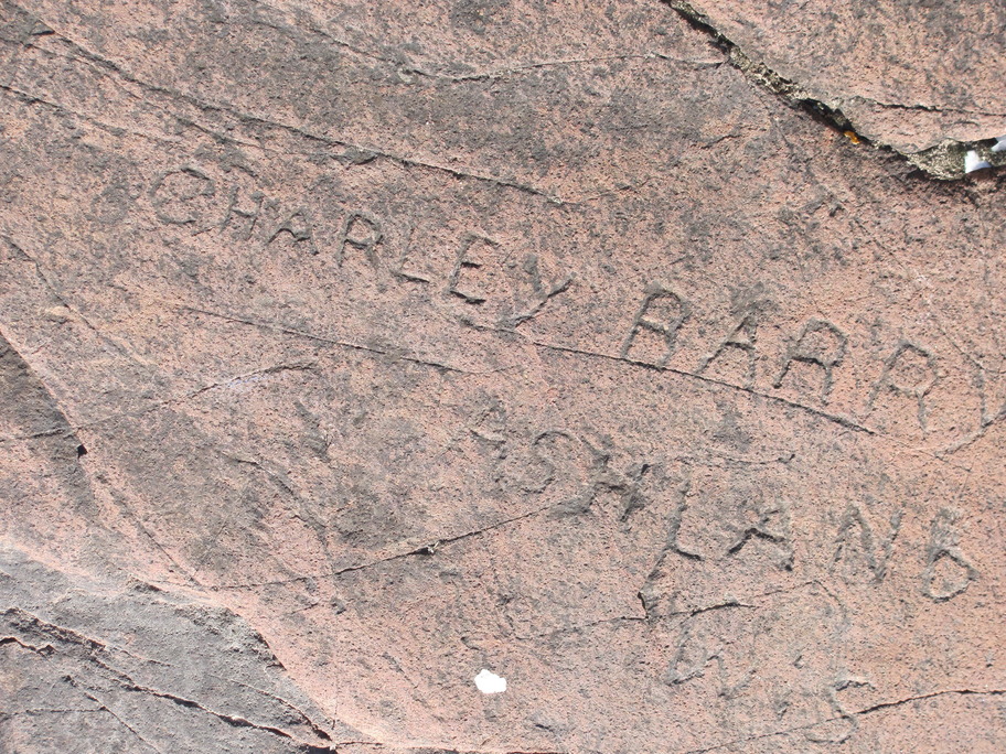 Grand Marais, MN: Names carved in rock at Artist Point