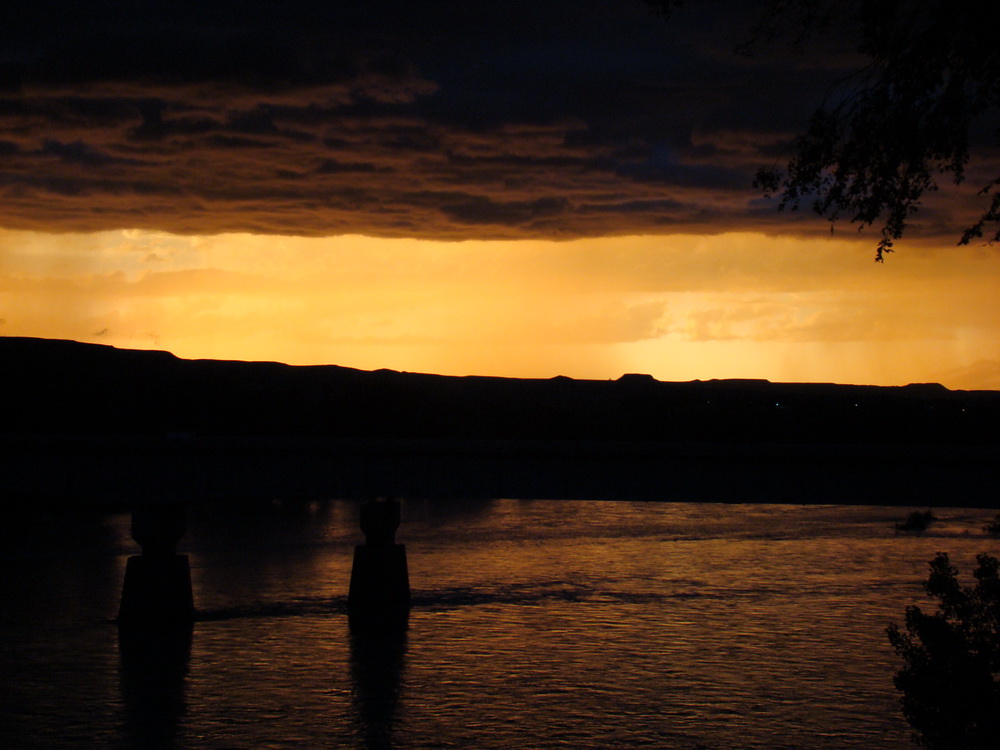 West Glendive, MT: Sunset over the Yellowstone River in West Glendive