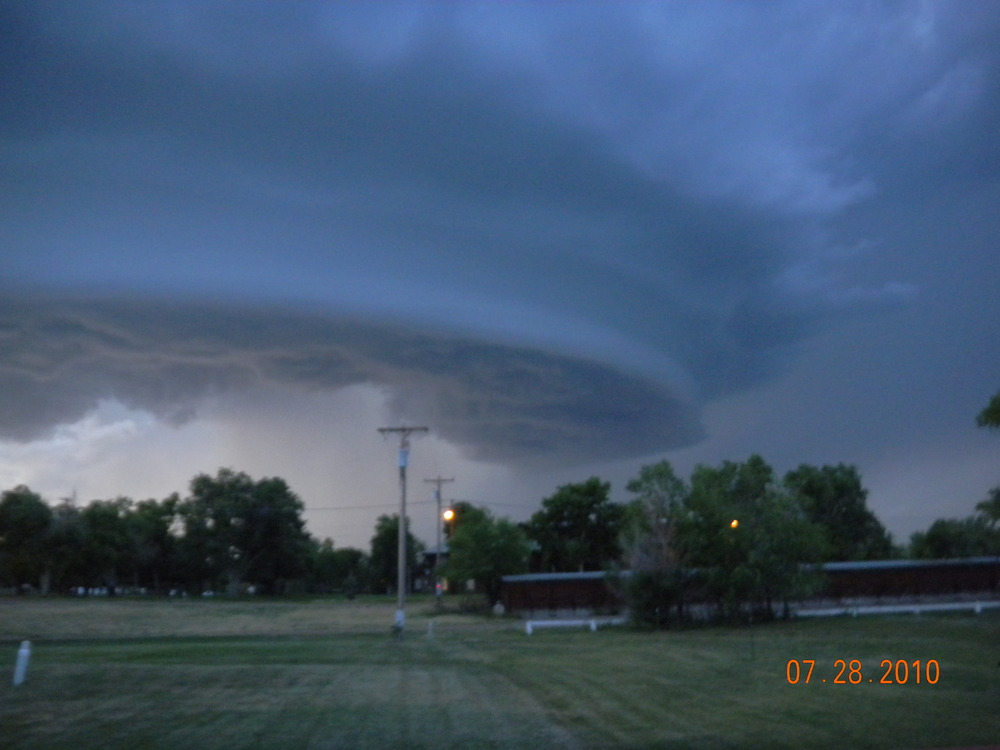 Fort Peck, MT : Storm cloud behind the Fort Peck Hotel on 7/28/10