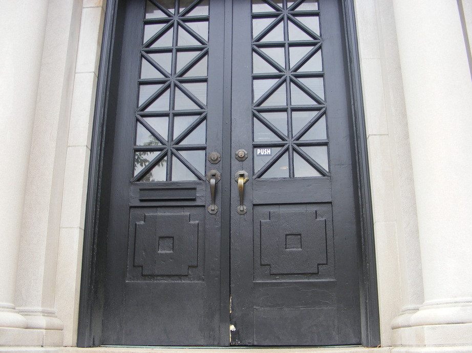 Seymour, IN: Doors of old historic building in Seymour, IN