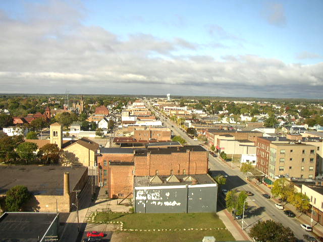 Escanaba, MI: downtown (Ludington Street) from the 15th floor of Harbor Tower