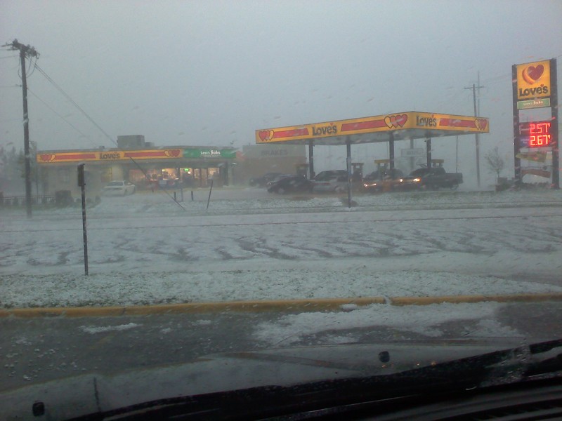 The Village, OK: May hail storm 2010 at the corner of Penn and Hefner road