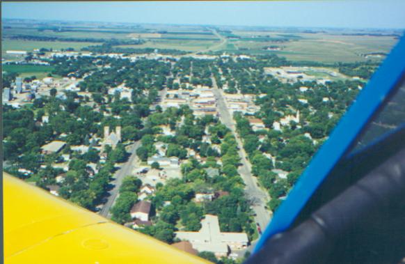 Flandreau, SD: Main Street taken from a WWII fighter trainer