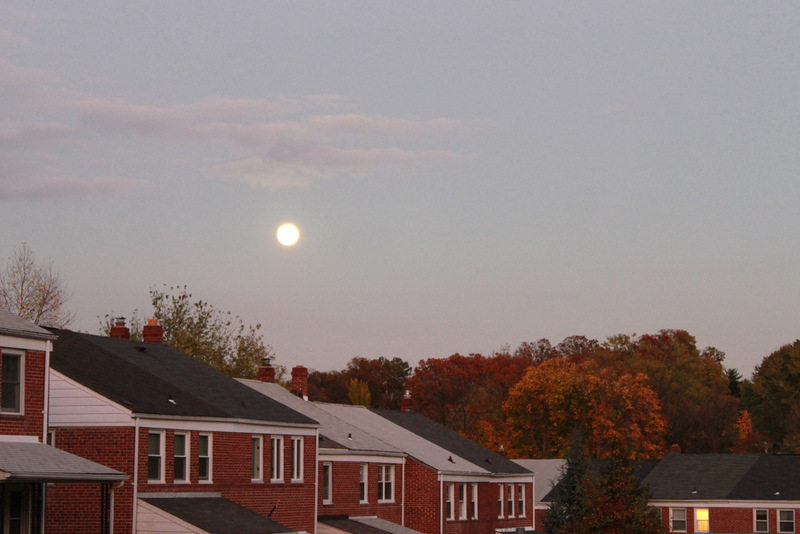 Towson, MD: Full Moon Over Rowhouses
