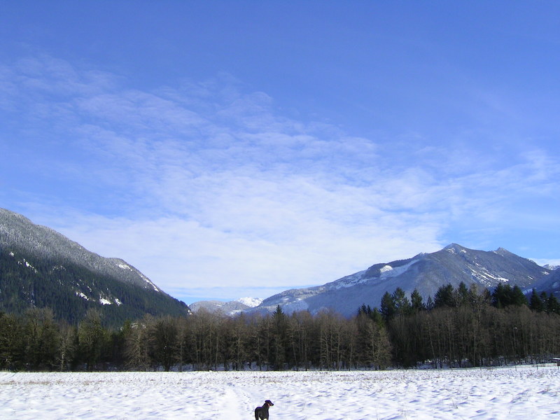 Marblemount, WA looking east from cabins on the skagit thru cascade