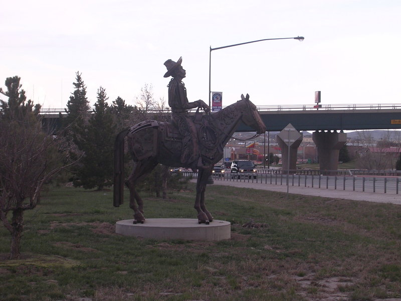 Gillette, WY: Cowboy statue, corner of 1-90 and 59 south, in Gillette