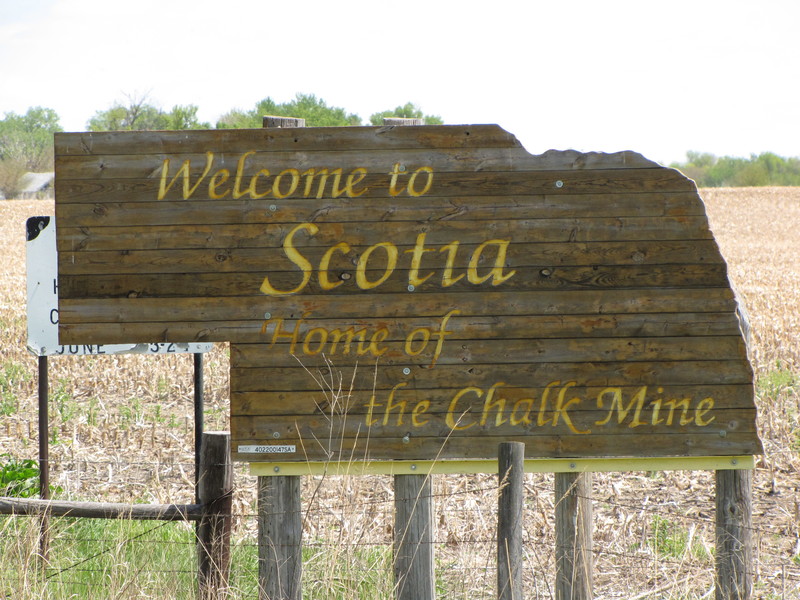 Scotia, NE: Sign at entrance to Scotia