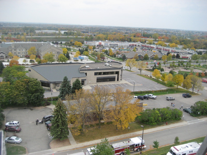Chanhassen, MN: aerial from a firetruck bucket ride at the Fire Dept open house