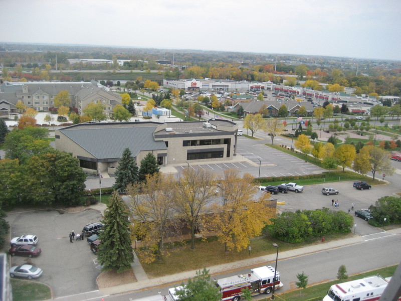 Chanhassen, MN : aerial from a firetruck bucket ride at the Fire Dept