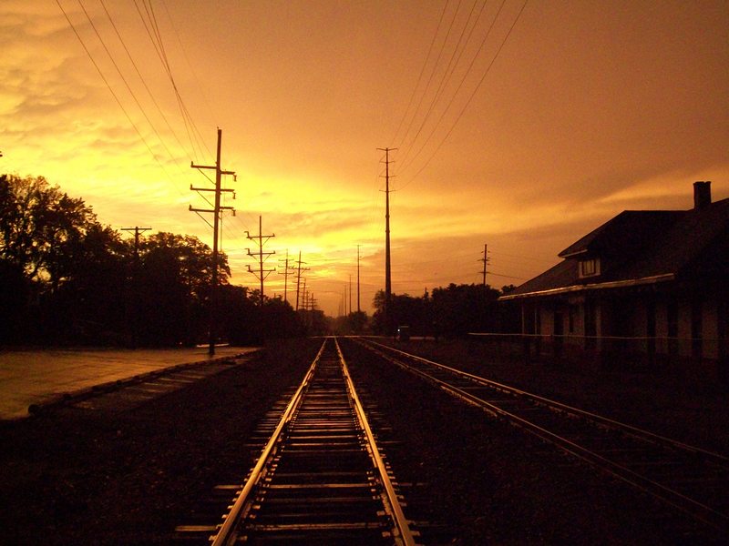 Webster Groves, MO: Train Station in Webster Groves at Sunrise
