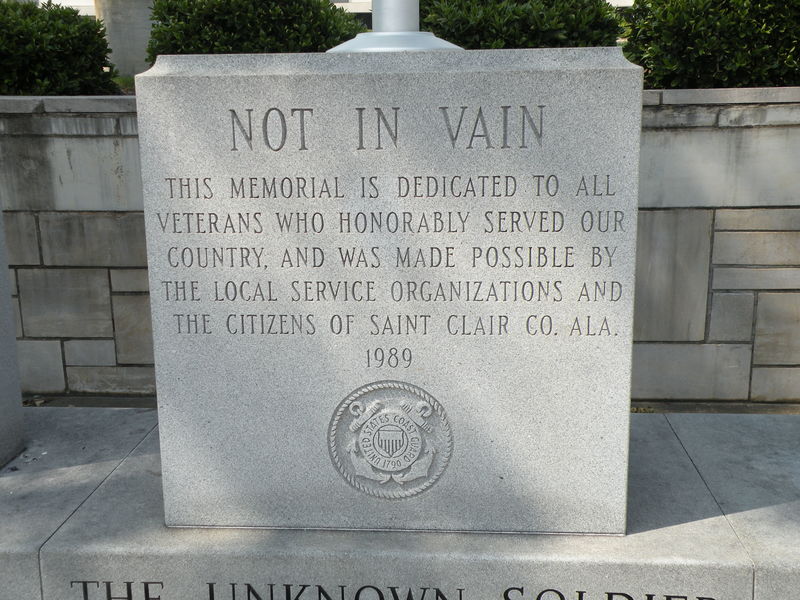 Pell City, AL: Closeup -Memorial in front of Court House