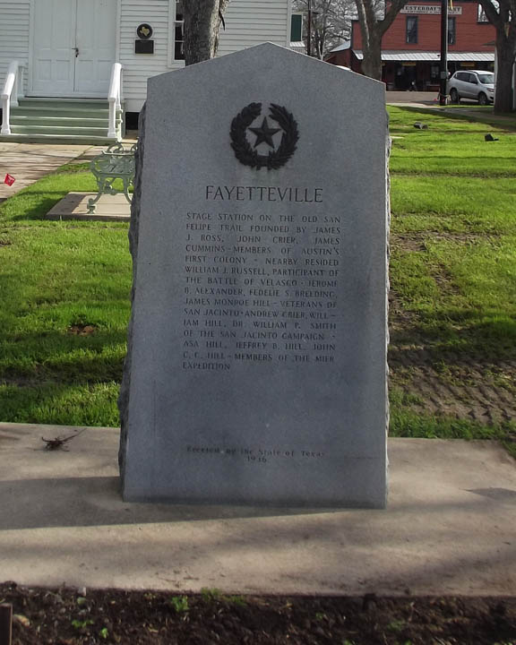 Fayetteville, TX: Historical Marker in front of old courthouse.