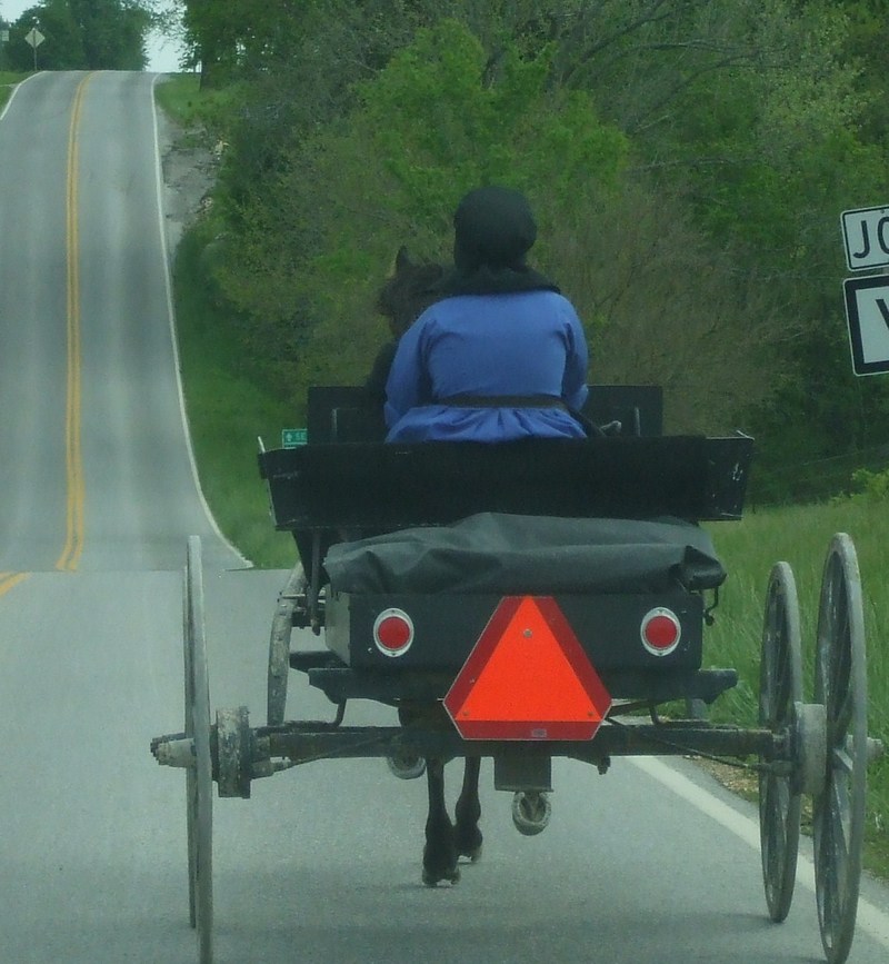 Seymour, MO: Amish traveling down the road