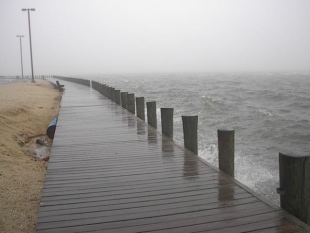 Bay Shore, NY: Taken from boardwalk at Bay Shore Marina at high tide in T-storm