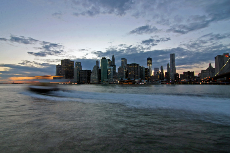 New York, NY: nyc skyline and east river ferry