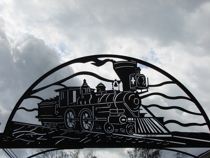 Black Mountain, NC: Iron Archway at Black Mountain, NC Historical Train Depot