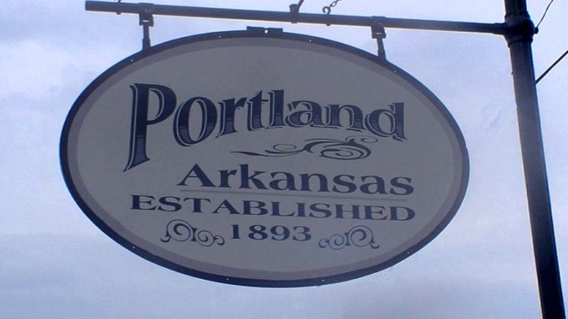 Portland, AR : Renovated Historic Portland Sign on Main Street photo