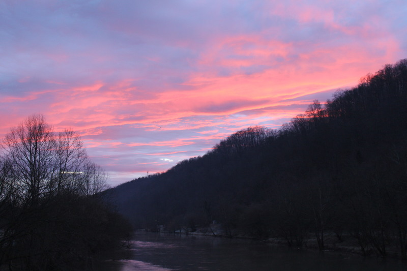 Sneedville, TN Sunrise from bridge over Clinch River in Hancock
