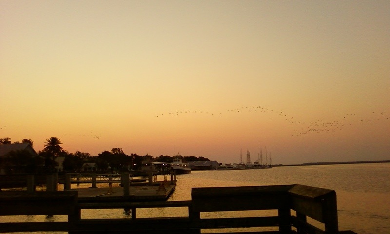 St. Marys, GA: Sunrise over the waterway from fishing pier