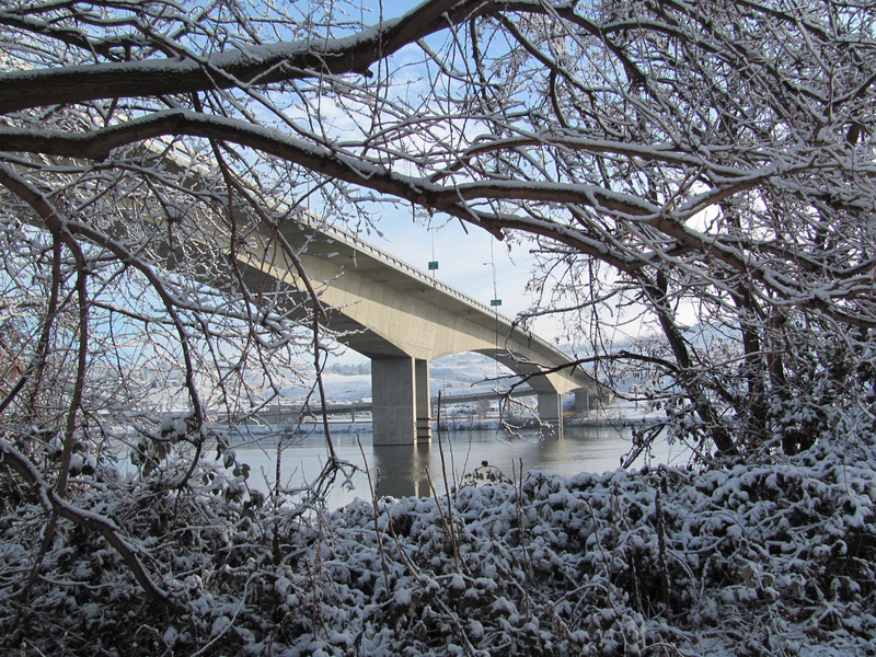 Lewiston, ID: Snake River Bridge after rare winter snow