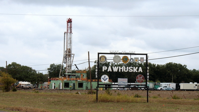 Pawhuska, OK: Pawhuska with Osage Tribe Oil Drilling Rig in Background.