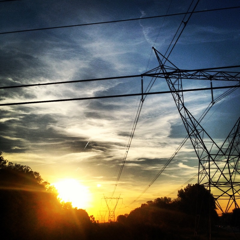 Southaven, MS: Power lines and sun set