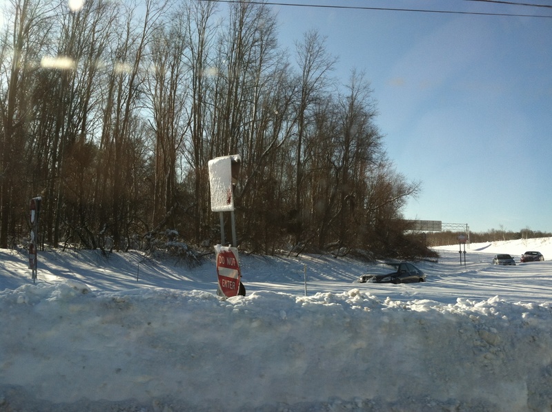 Centereach, NY: Cars left on ramp Friday night of blizzard still there Saturday morning (Nicholls & middle country)