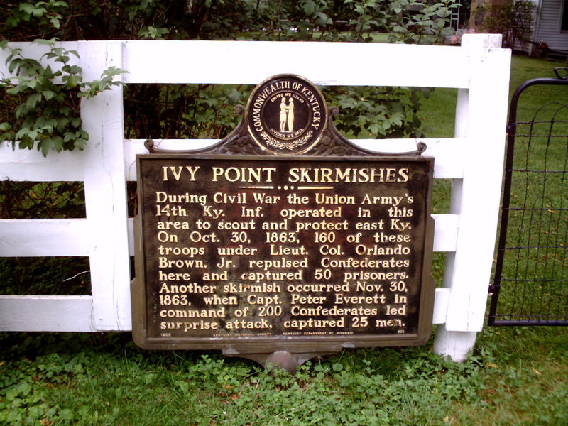 Salyersville, KY: Historical Marker, Ivy Point Skirmishes