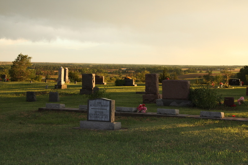 Stockton, KS: Stockton Catholic Cemetery, this beautiful little cemetery overlooks the valley of trees to the west.
