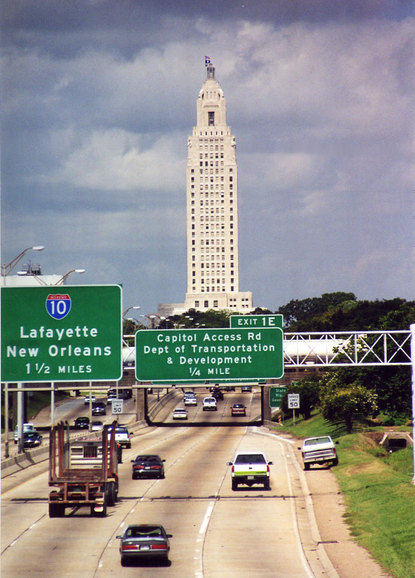 Baton Rouge, LA: Baton Rouge Capital view from westbound Interstate 110