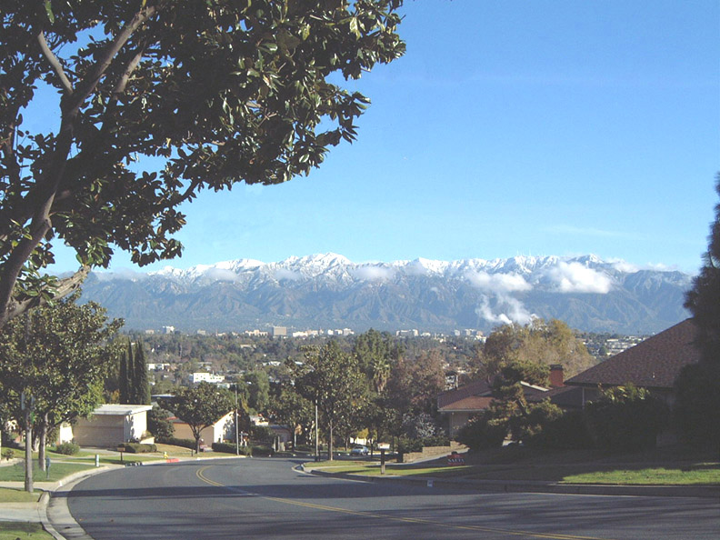 Pasadena, CA: view of San Gabriel Mountains looking over Pasadena