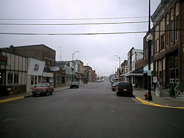 Medford, WI: Main Street looking North (Taken on 05/22/2004 - Rainy Day)