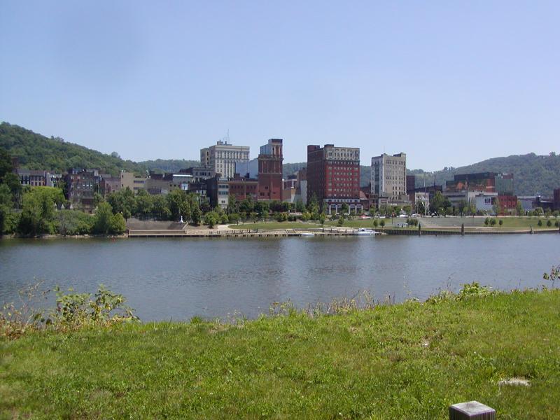 Wheeling, WV: Wheeling on the Ohio River as seen from Wheeling Island