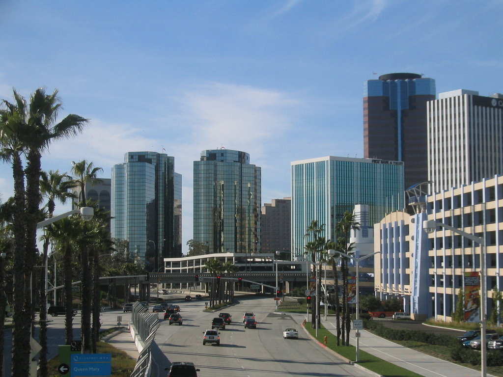 Long Beach, CA: The New Skyline from the New Pike's Footbridge.