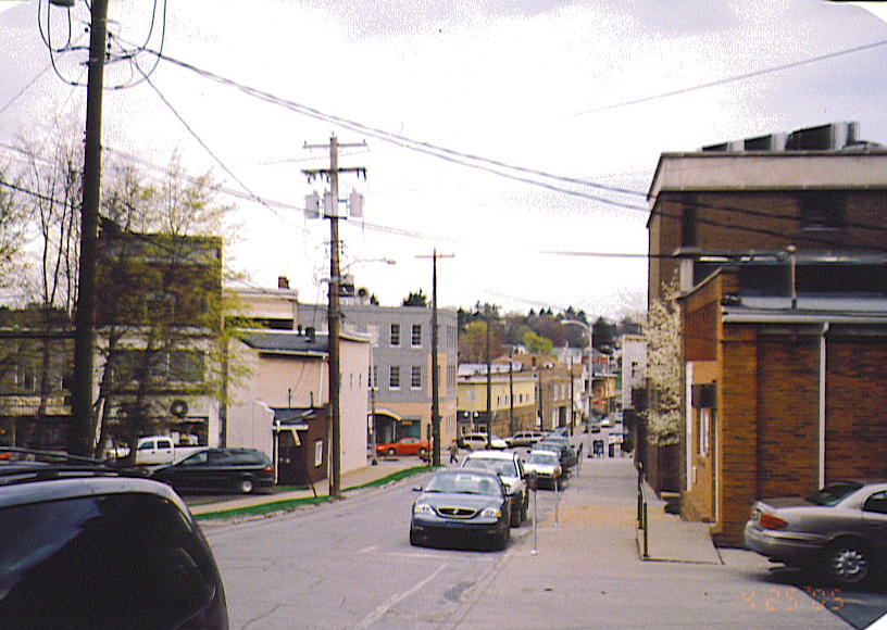 St. Marys, PA: Lafayette Street, looking toward City hall and the marienstadt Center