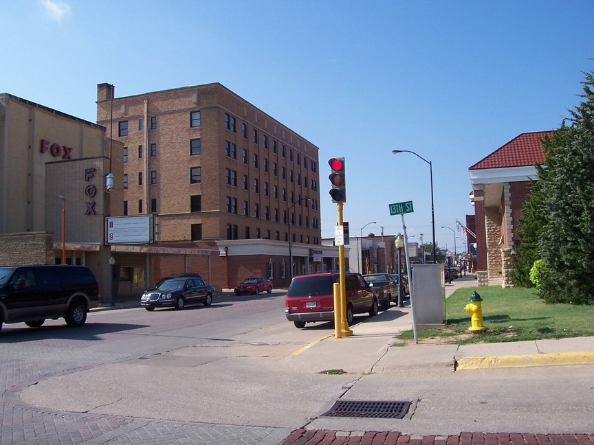 Hays, KS: Historic Downtown Hays - Note the stoplights and brick streets