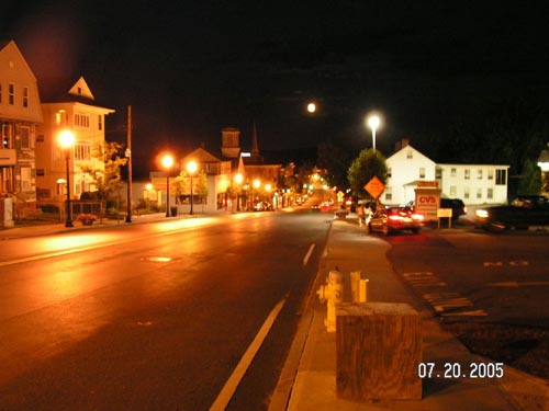 city street at night. MA : Main Street at Night