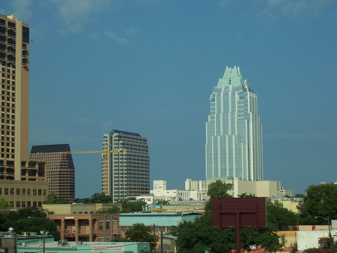 Austin, TX: Downtown: The Light blue building on the right is the Frost Bank Tower