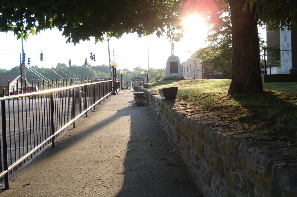 West Liberty, KY: Late summer afternoon on the steps of the West Liberty Courthouse