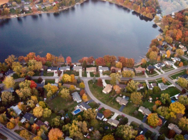 Waterford, MI: Aerial view of one of Waterford's lakes
