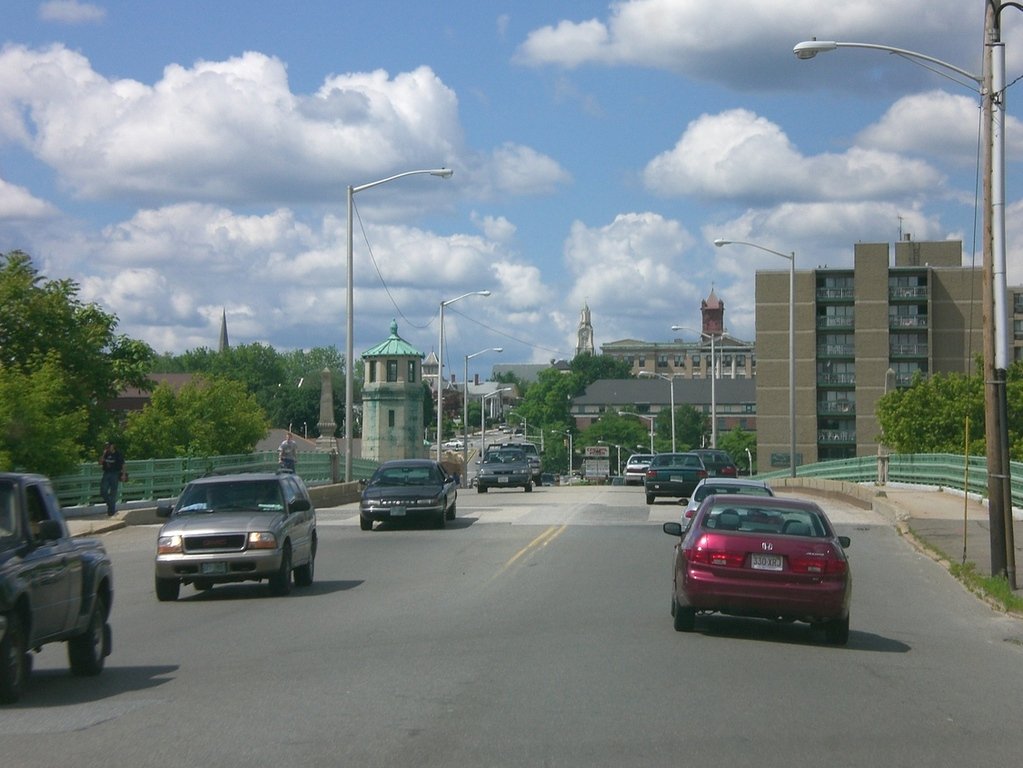 Haverhill, MA: Looking Up Main Street From Across The Bridge