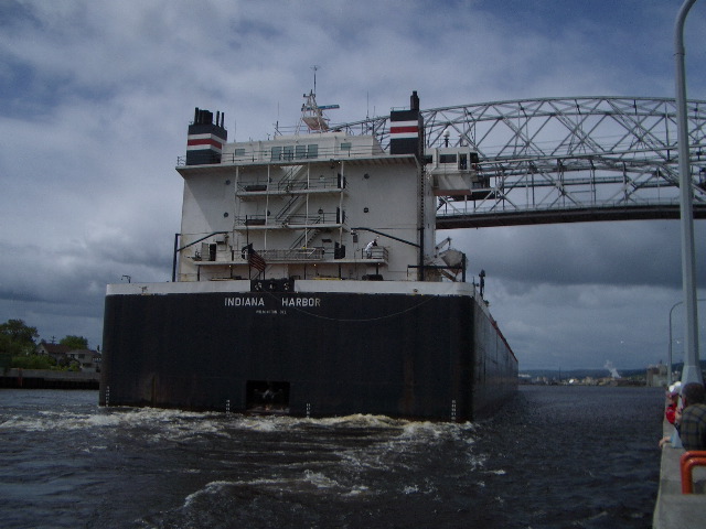 Duluth, MN: The Indiana Harbor coming into port under the Aerial Lift Bridge